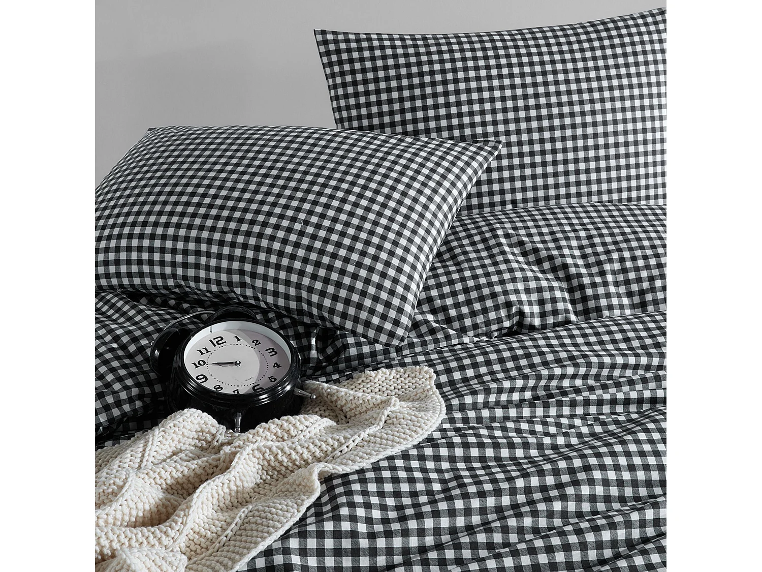 Parure de lit Vichy 240x220 Noir