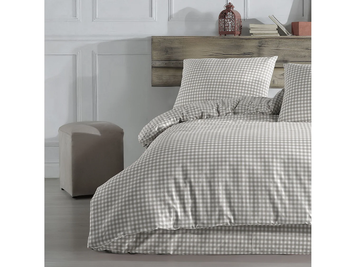 Parure de lit Vichy 140x200 Beige