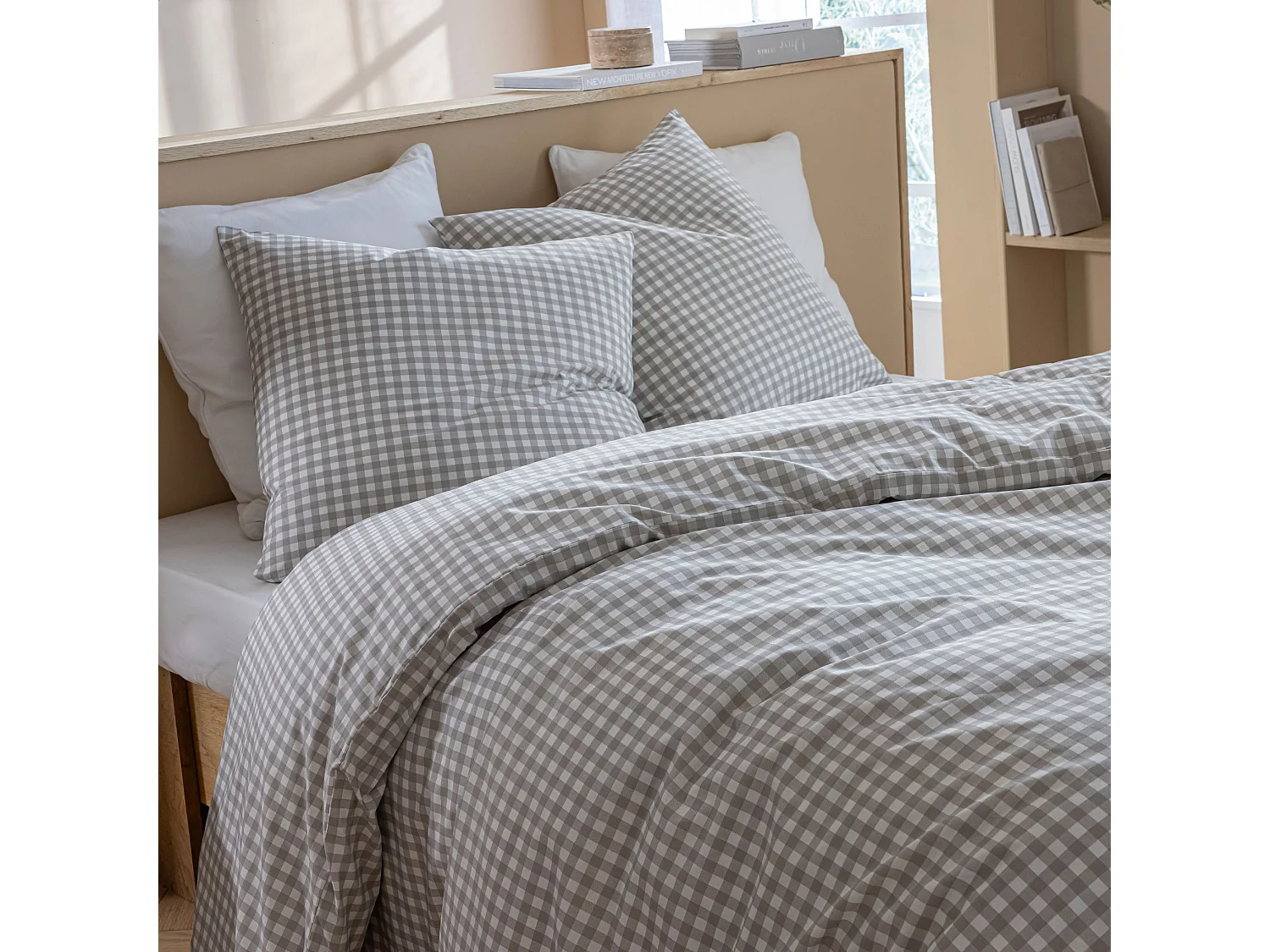 Parure de lit Vichy 140x200 Beige