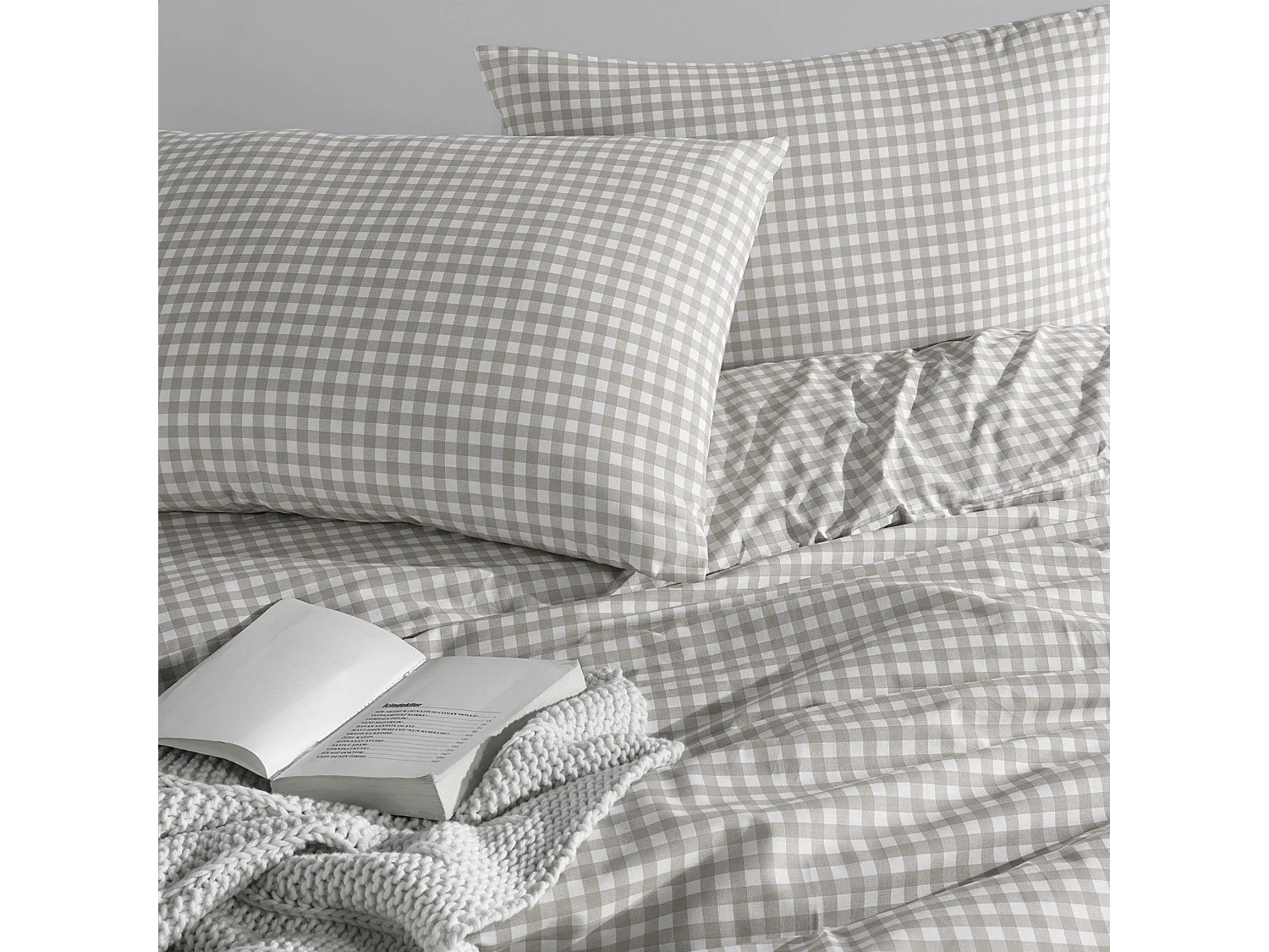 Parure de lit Vichy 240x220 Beige