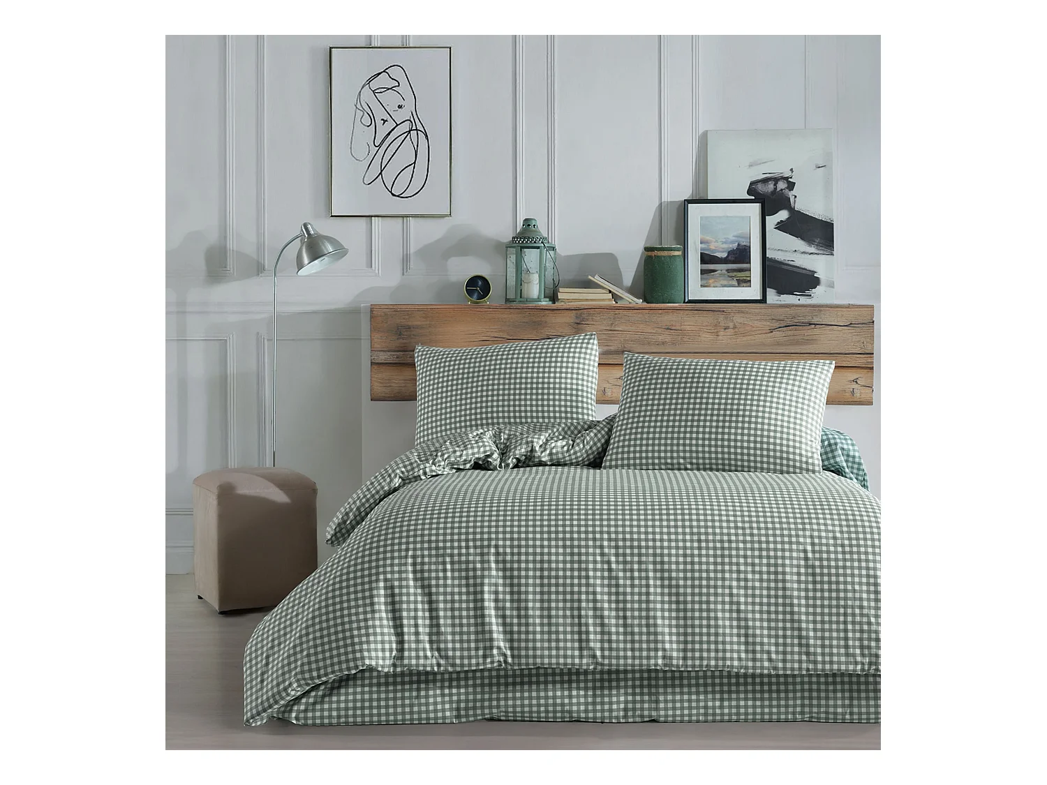 Parure de lit Vichy 140x200 Vert