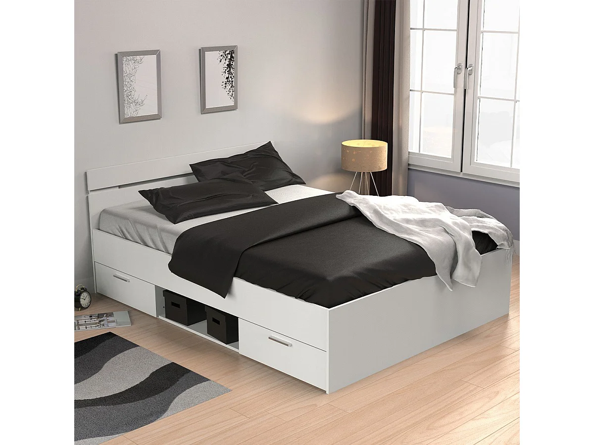 Lit 140X200 cm 2 tiroirs et 1 niche L204,3 cm - MICHIGAN