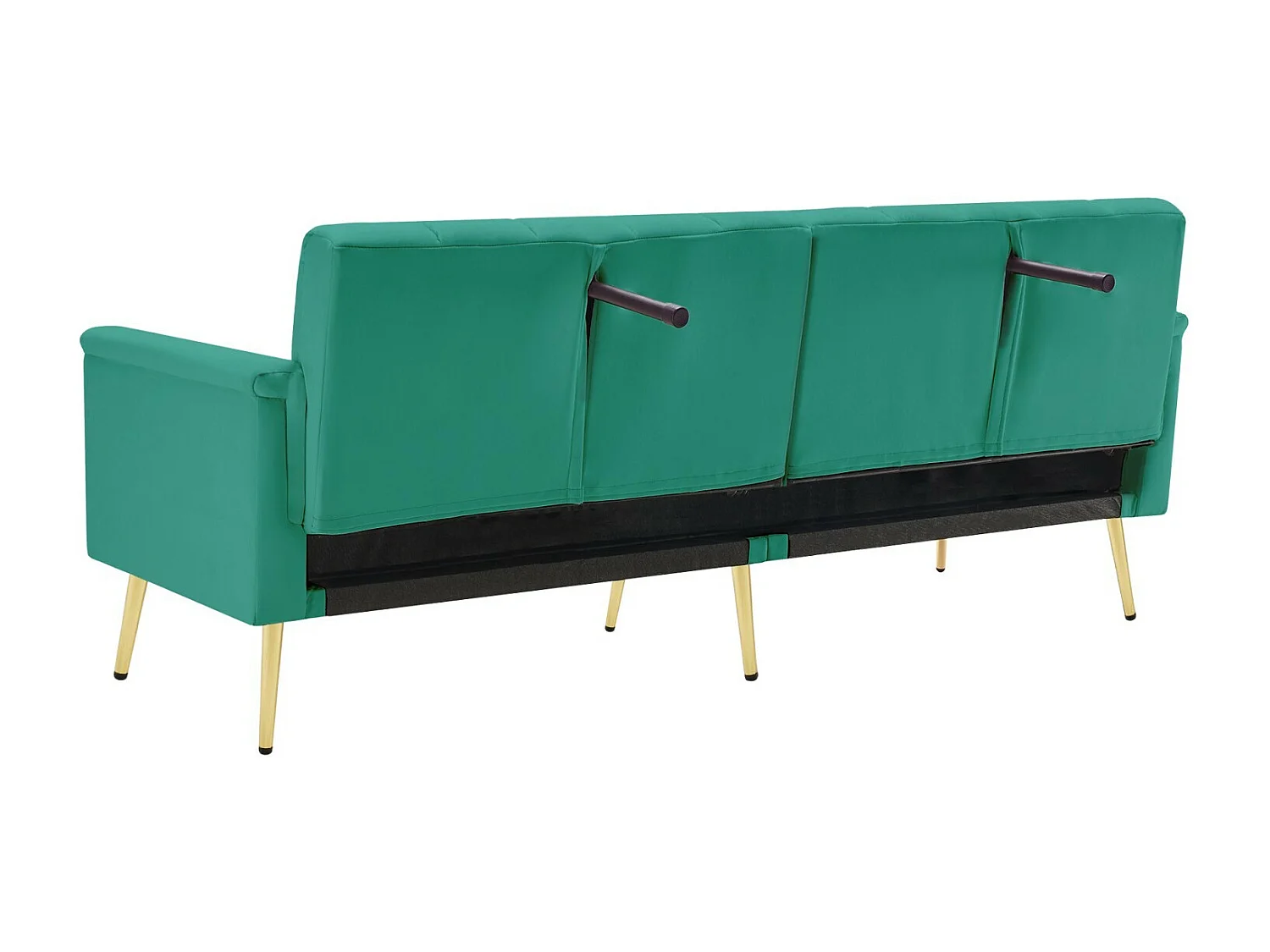Express Cabrio 4 -Eierer -Sofa in grünem Samt, mit Hilfsfüßen, Schlaf 220 x 104 cm, max. 150 kg Last, 183x76x75 cm