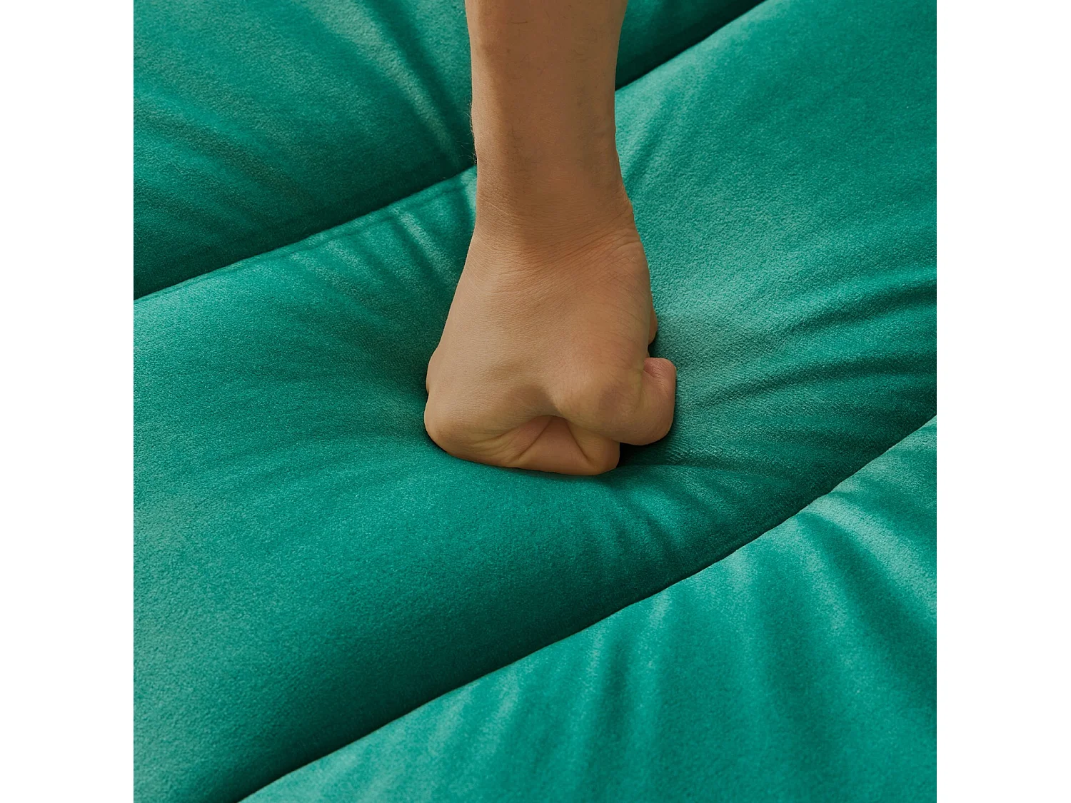 Express Cabrio 4 -Eierer -Sofa in grünem Samt, mit Hilfsfüßen, Schlaf 220 x 104 cm, max. 150 kg Last, 183x76x75 cm