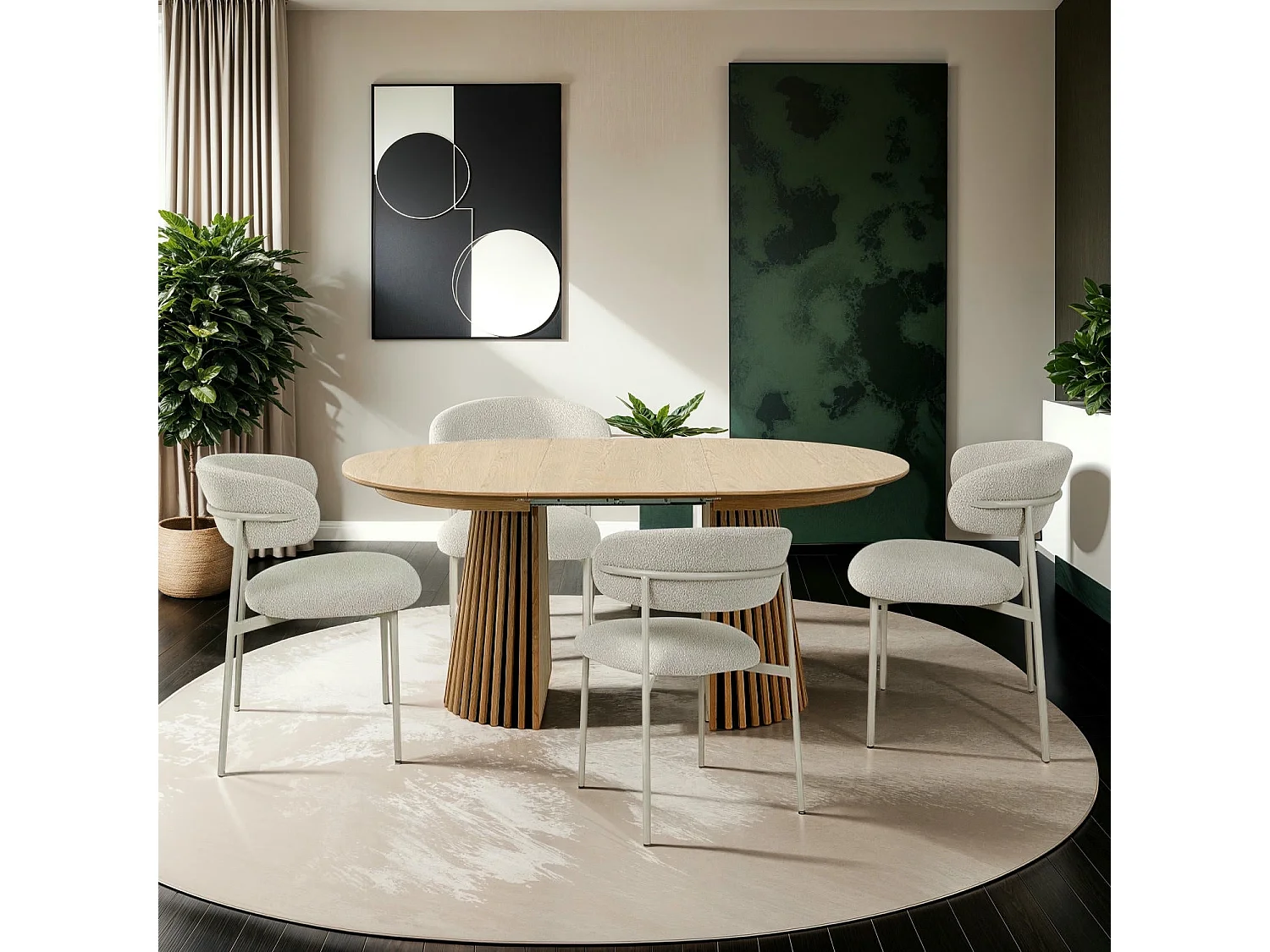 Runder Esstisch Ausziehbar Svendborg - MDF & Eiche - Natürlich