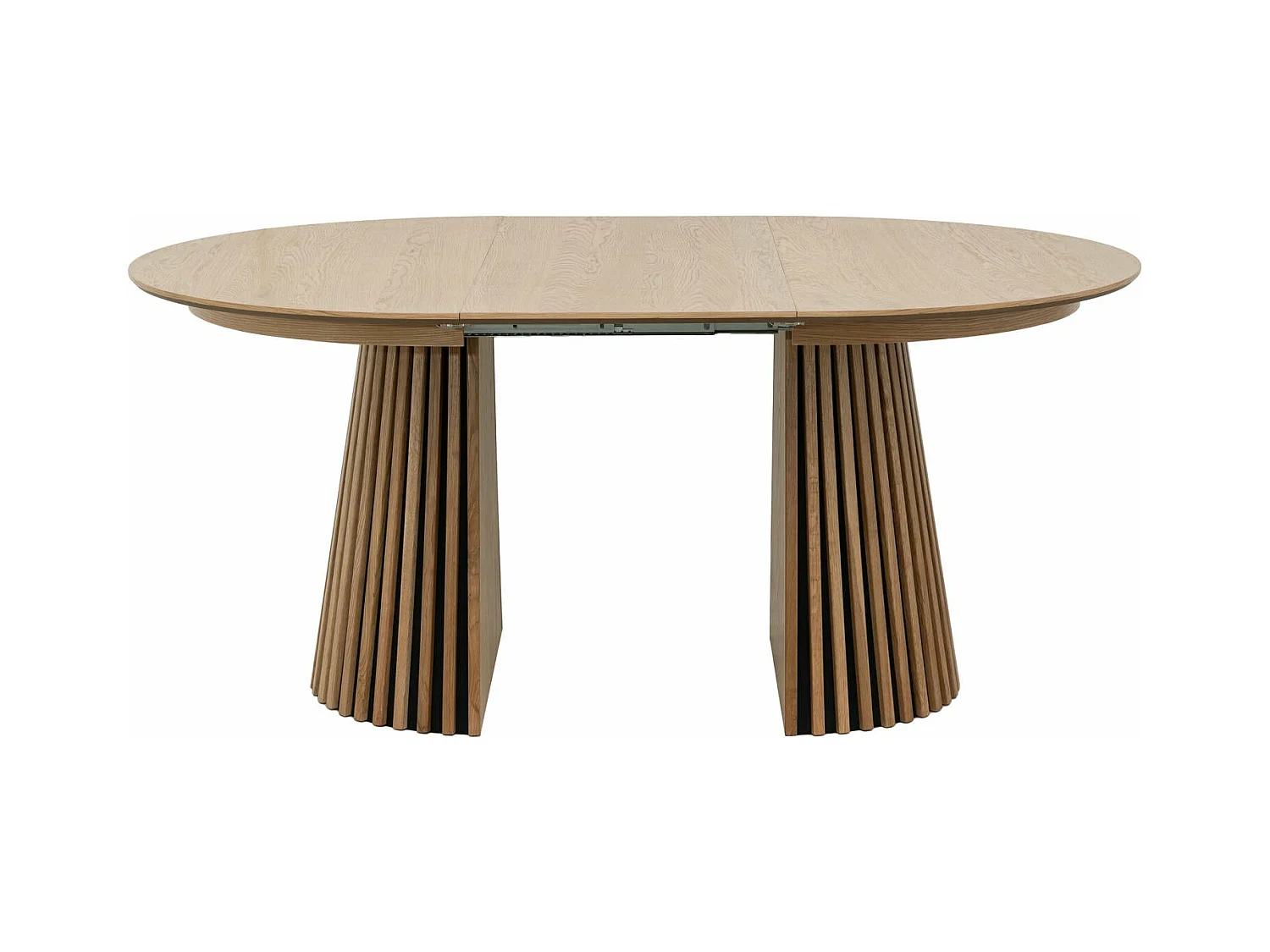 Table à manger extensible Svendborg - Ronde - MDF et placage de chêne - Naturel