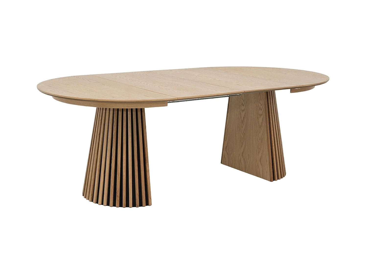 Table à manger extensible Svendborg - Ronde - MDF et placage de chêne - Naturel