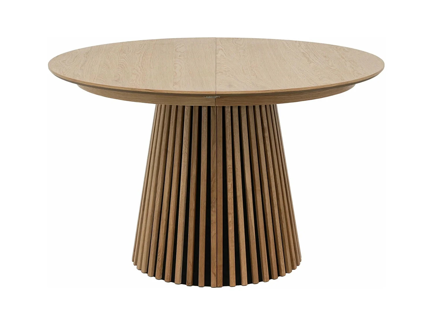 Table à manger extensible Svendborg - Ronde - MDF et placage de chêne - Naturel