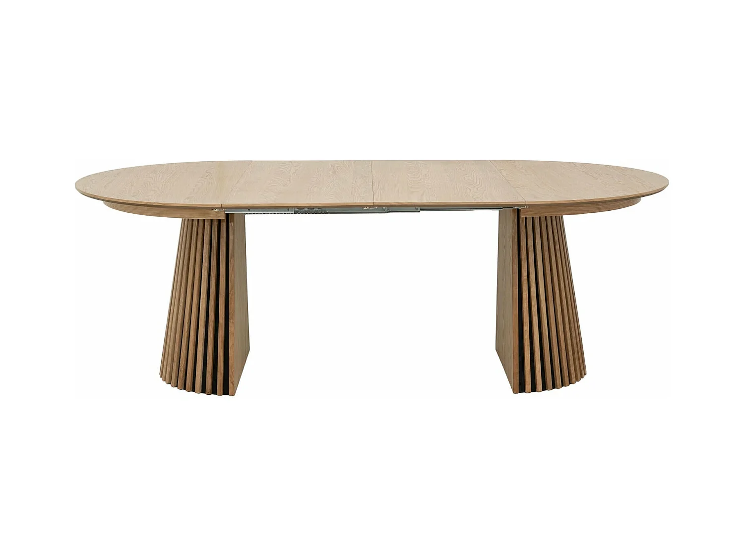 Table à manger extensible Svendborg - Ronde - MDF et placage de chêne - Naturel