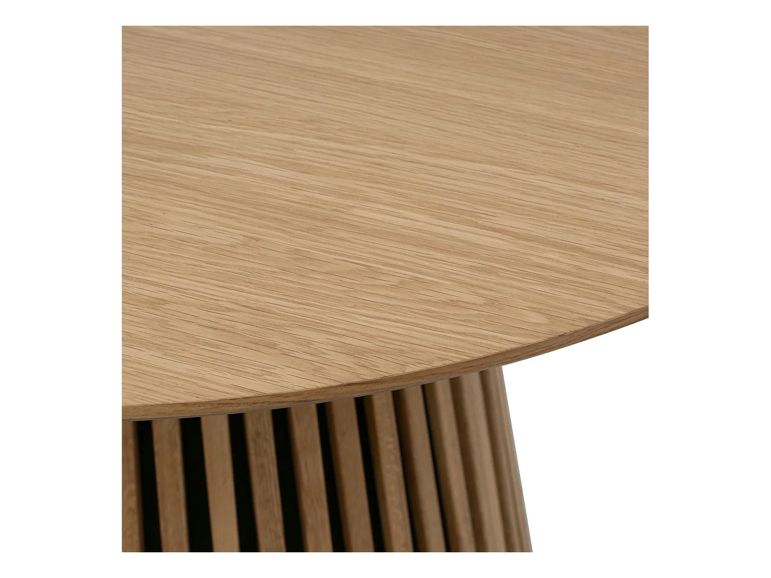 Table à manger extensible Svendborg - Ronde - MDF et placage de chêne - Naturel