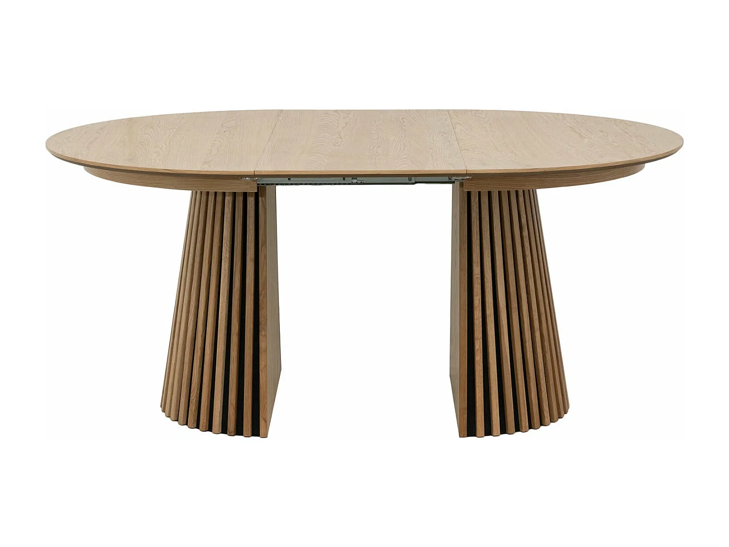 Table à manger extensible Svendborg - Ronde - MDF et placage de chêne - Naturel