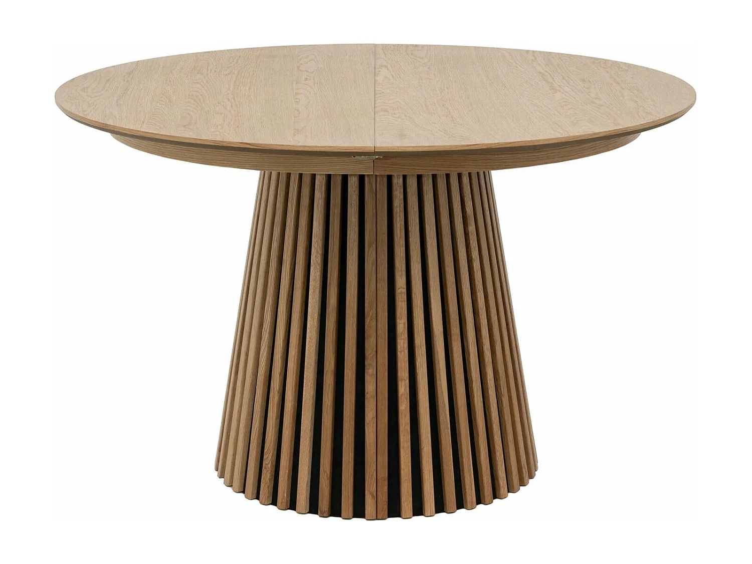 Table à manger extensible Svendborg - Ronde - MDF et placage de chêne - Naturel