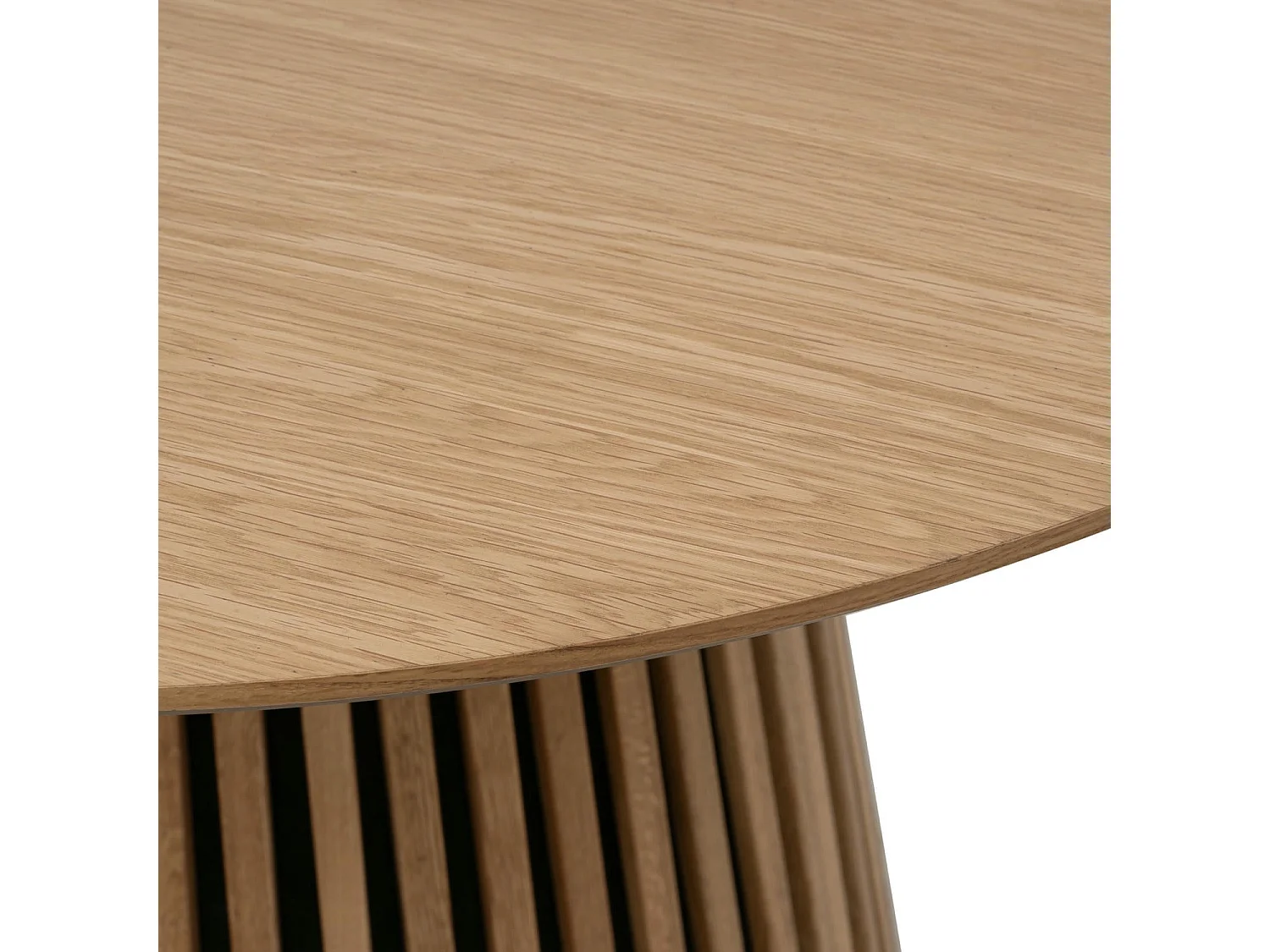 Table à manger extensible Svendborg - Ronde - MDF et placage de chêne - Naturel