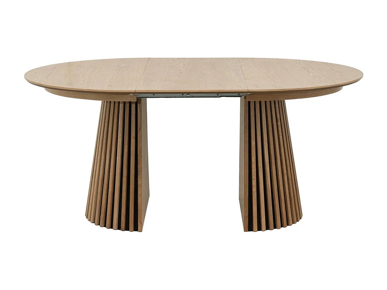 Table à manger extensible Svendborg - Ronde - MDF et placage de chêne - Naturel