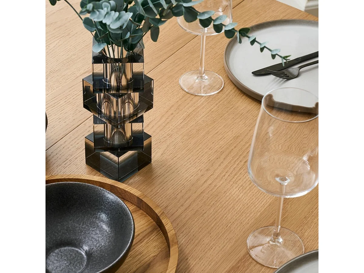 Table à manger extensible Svendborg - Ronde - MDF et placage de chêne - Naturel