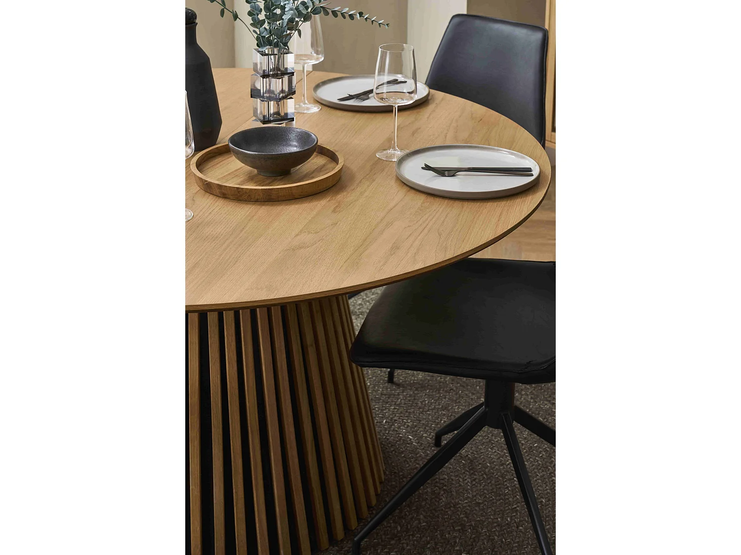 Ronde Uitschuifbare eettafel Svendborg - MDF & eiken fineer - Naturel