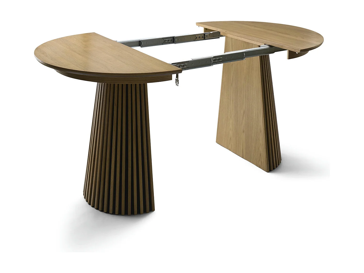 Ronde Uitschuifbare eettafel Svendborg - MDF & eiken fineer - Naturel