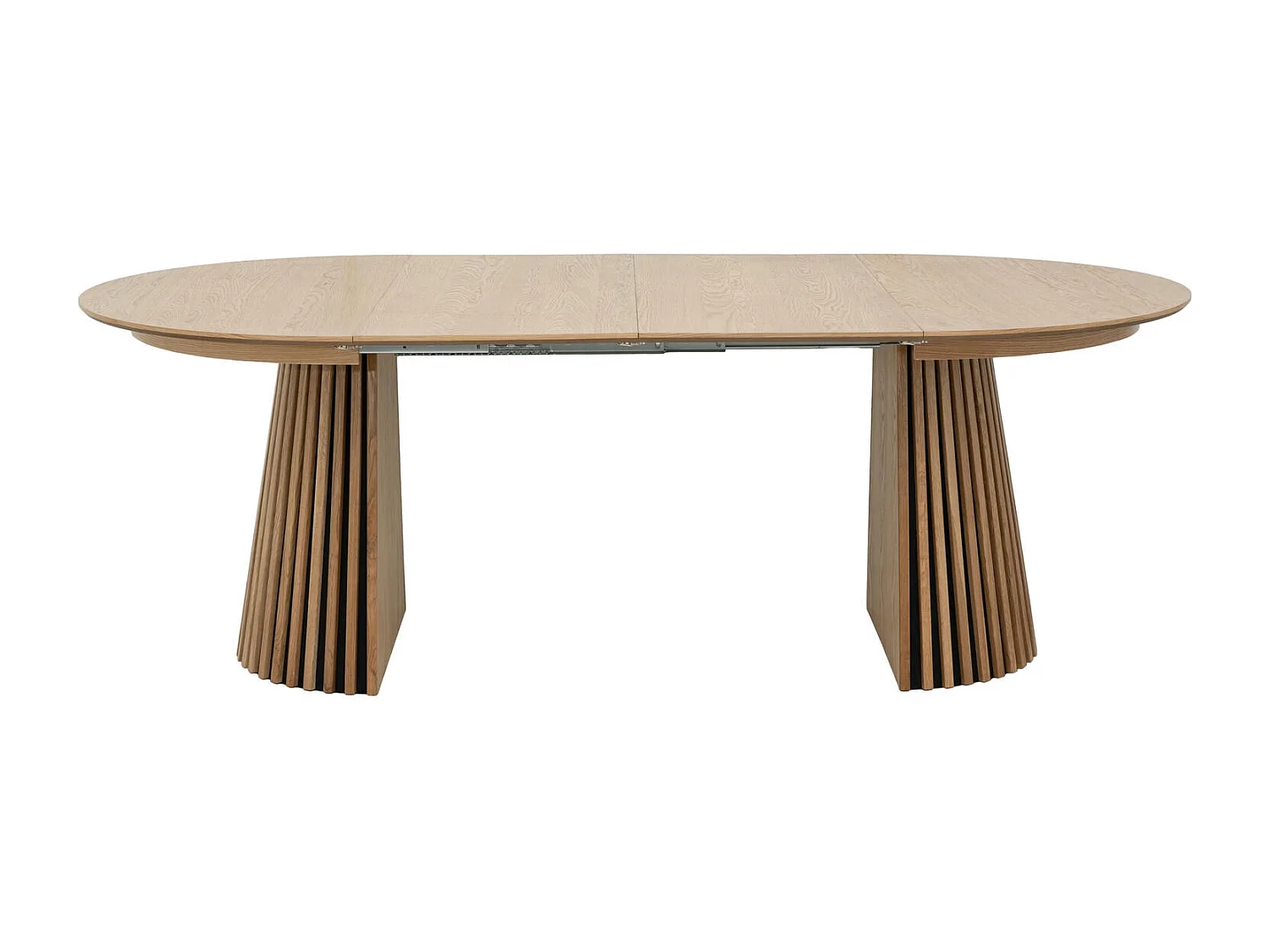 Ronde Uitschuifbare eettafel Svendborg - MDF & eiken fineer - Naturel