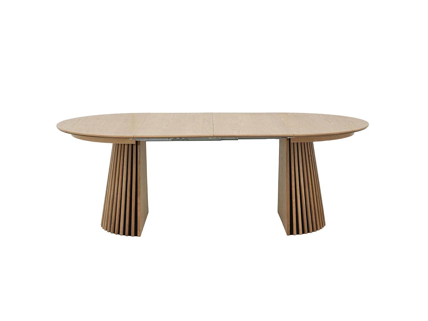 Table à manger extensible Svendborg - Ronde - MDF et placage de chêne - Naturel