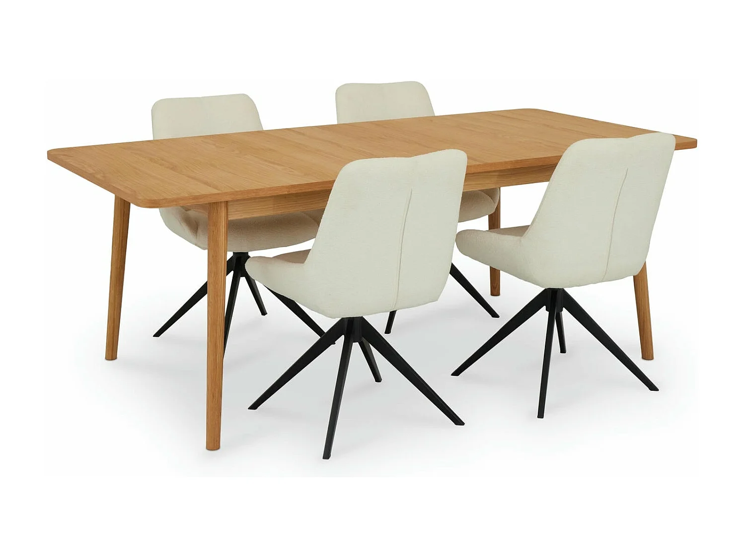 Rechthoekige Uitschuifbare eettafel Nyborg - 6 à 8 personen- MDF & eiken fineer - Natuurlijk olie