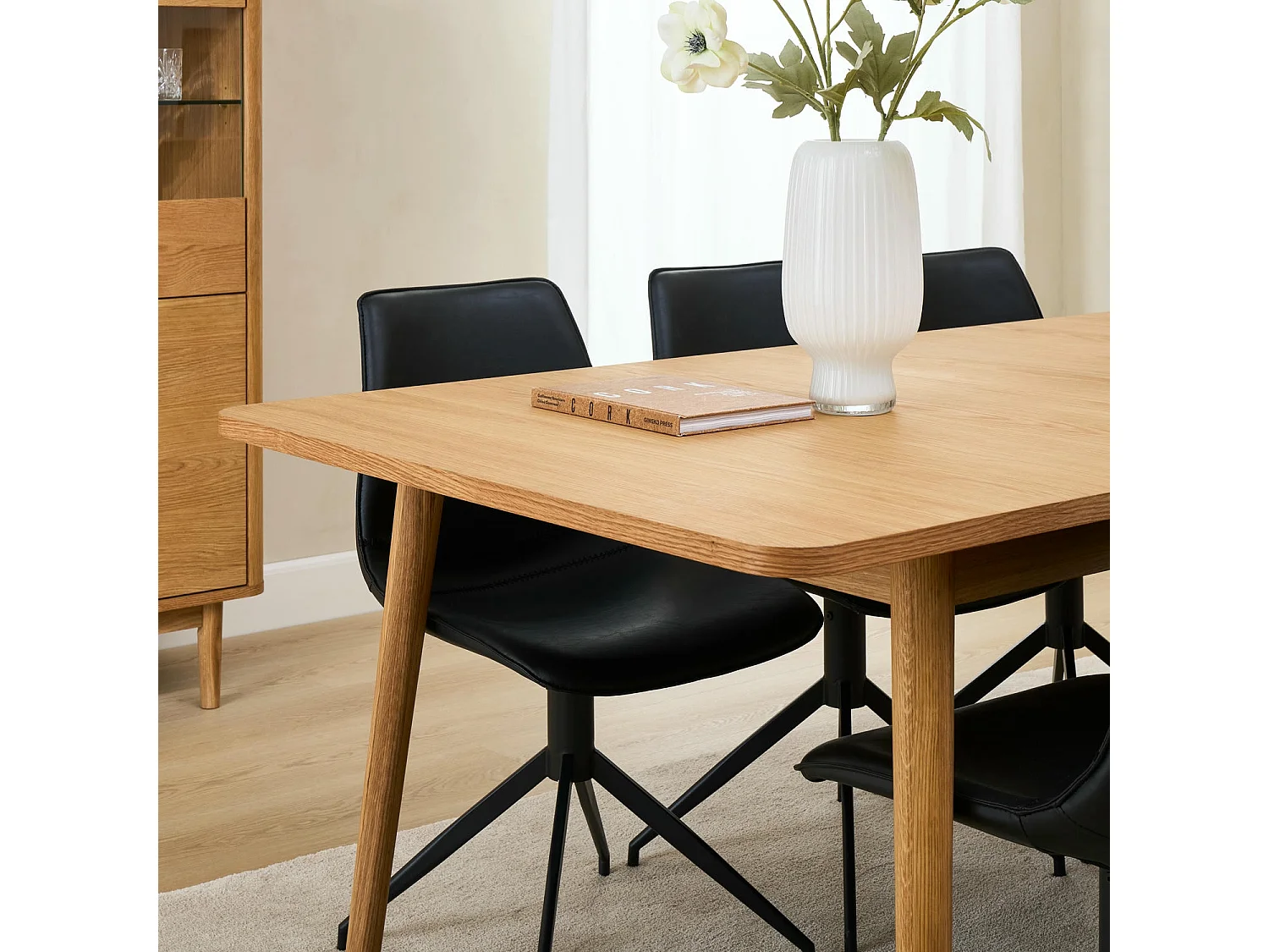 Rechthoekige Uitschuifbare eettafel Nyborg - 6 à 8 personen- MDF & eiken fineer - Natuurlijk olie