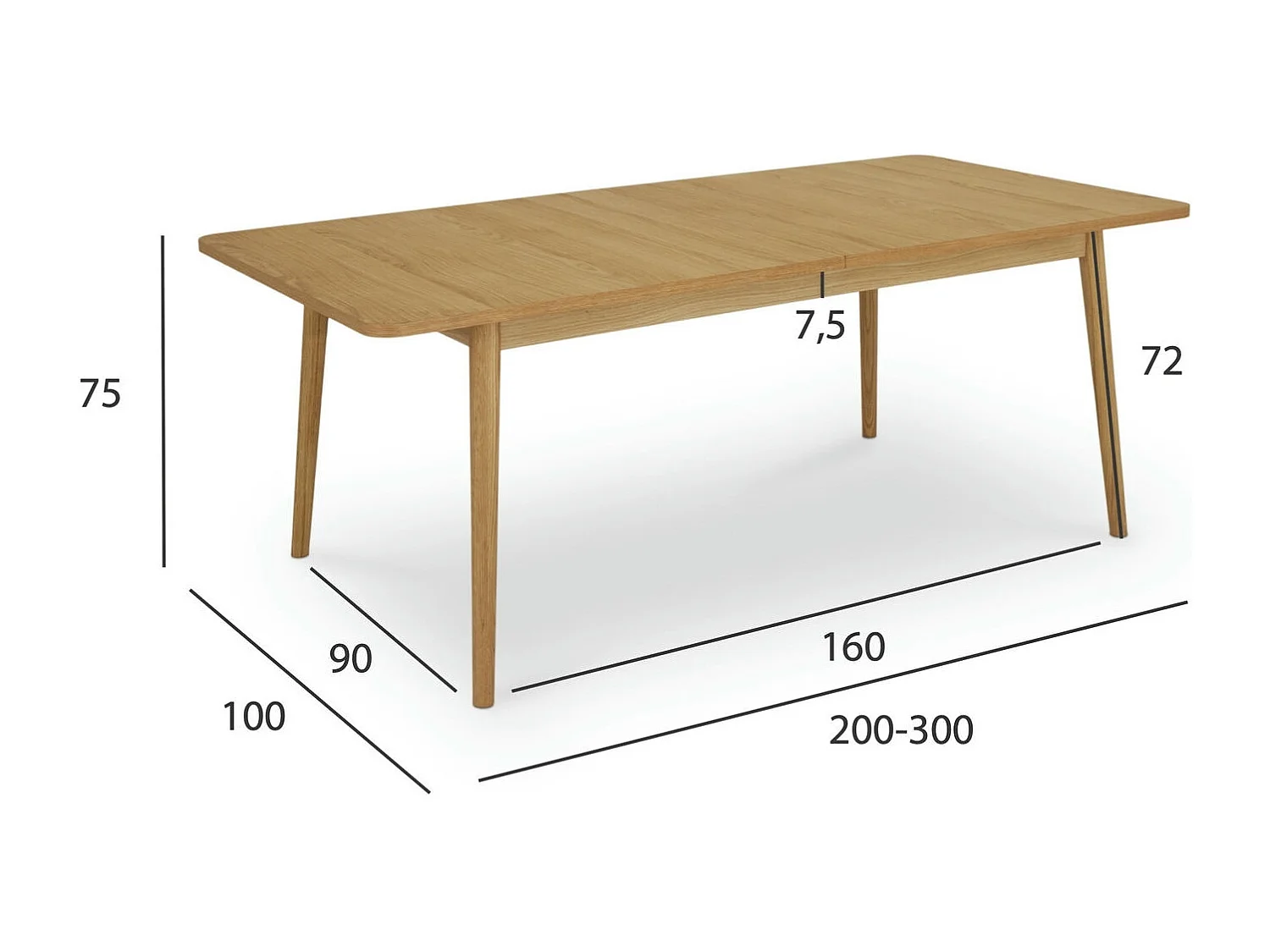 Rechthoekige Uitschuifbare eettafel Nyborg - 6 à 8 personen- MDF & eiken fineer - Natuurlijk olie