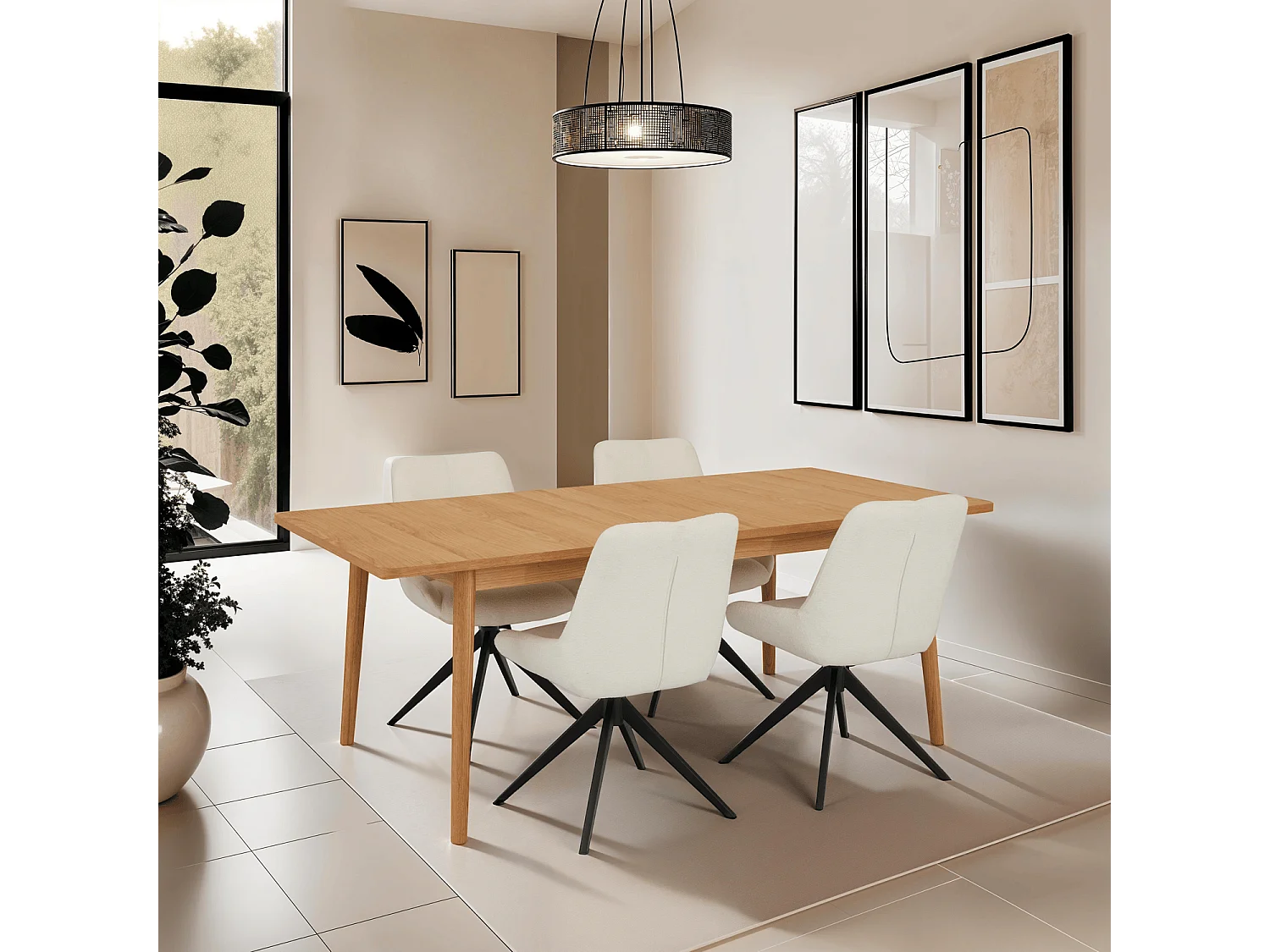 Rechteckiger Nyborg - Esstisch Ausziehbar & 6 bis 8 Personen - Eichenholz & MDF - Naturöl