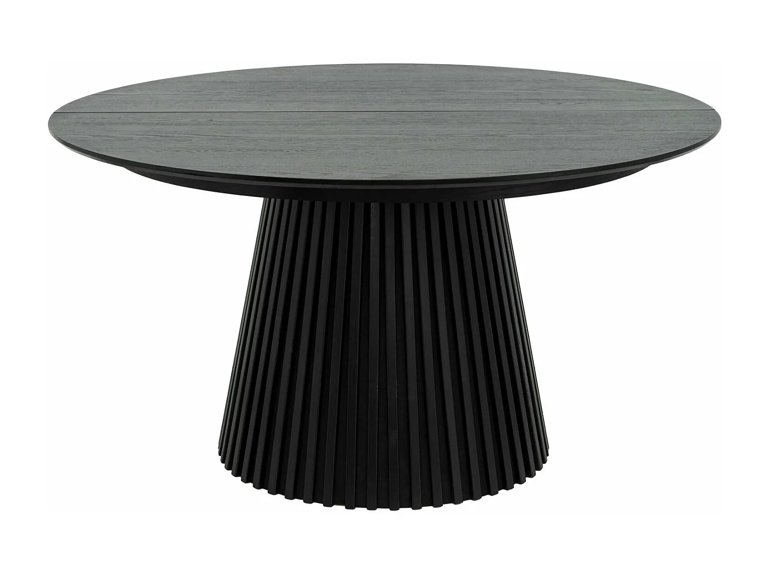Table à manger extensible Svendborg - Ronde - MDF et placage de chêne - Noir