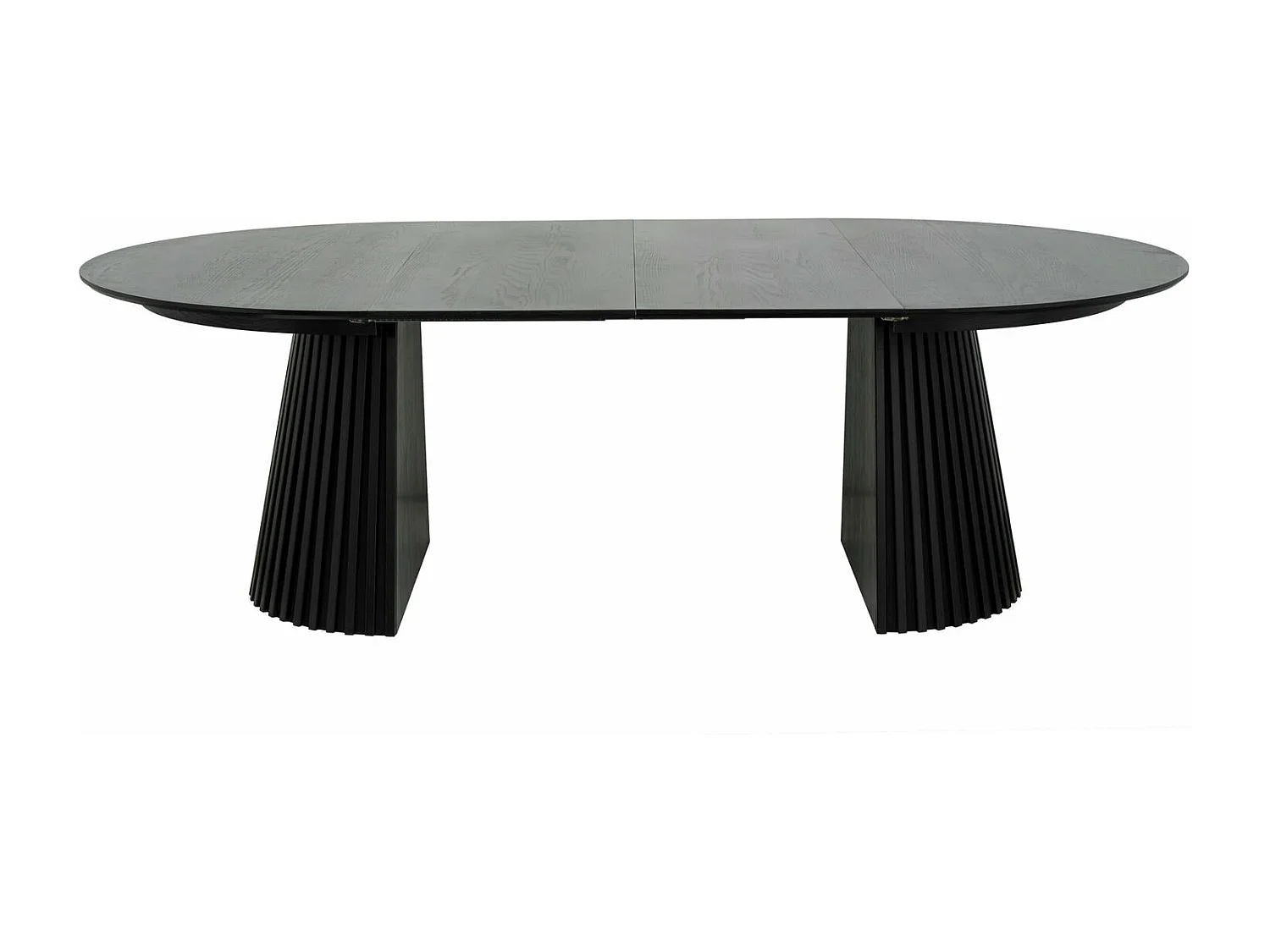 Table à manger extensible Svendborg - Ronde - MDF et placage de chêne - Noir