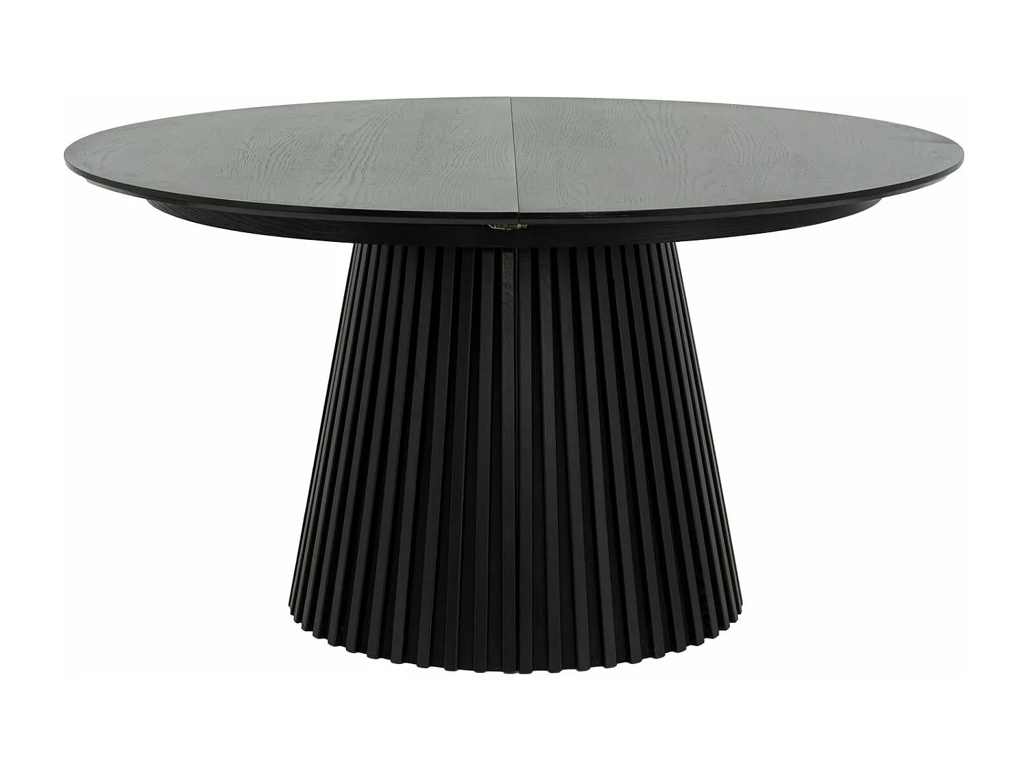 Table à manger extensible Svendborg - Ronde - MDF et placage de chêne - Noir