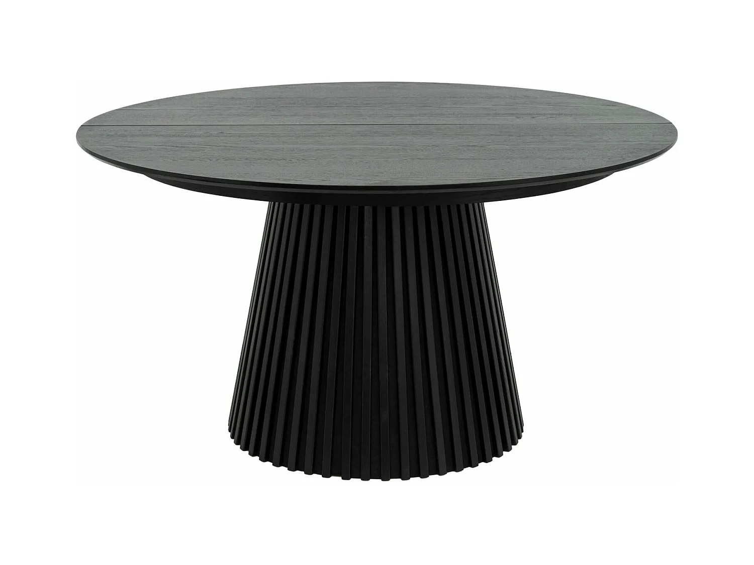 Table à manger extensible Svendborg - Ronde - MDF et placage de chêne - Noir