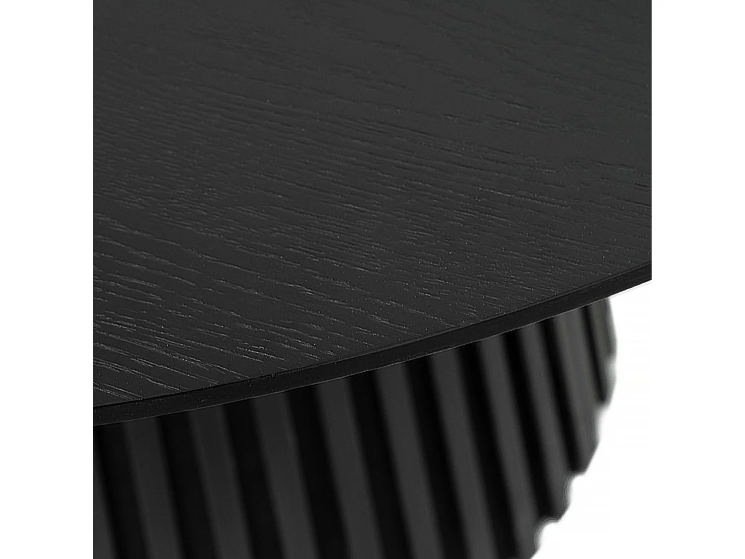 Table à manger extensible Svendborg - Ronde - MDF et placage de chêne - Noir