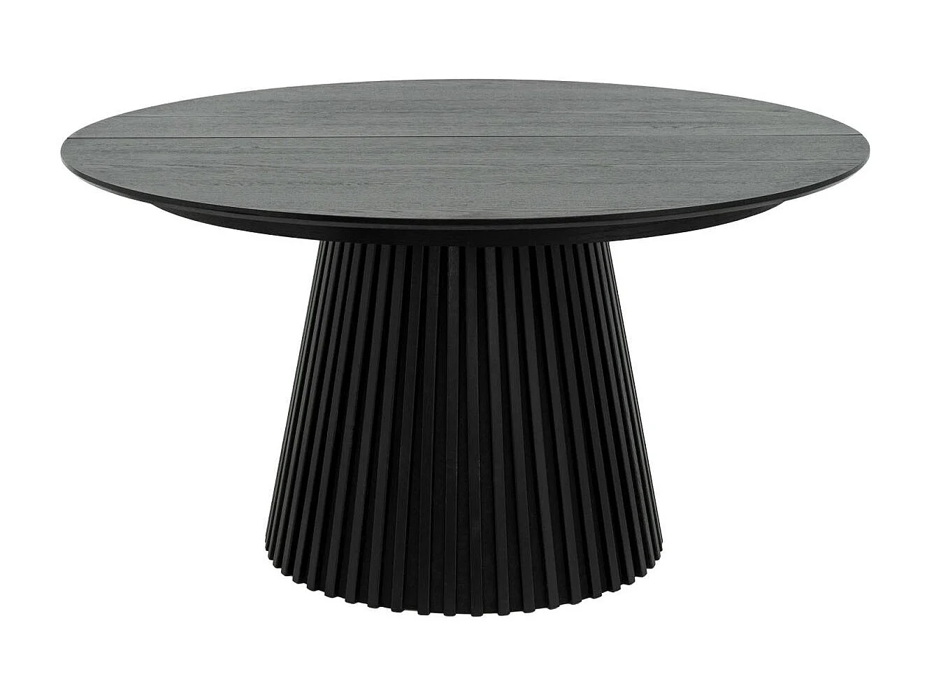 Table à manger extensible Svendborg - Ronde - MDF et placage de chêne - Noir