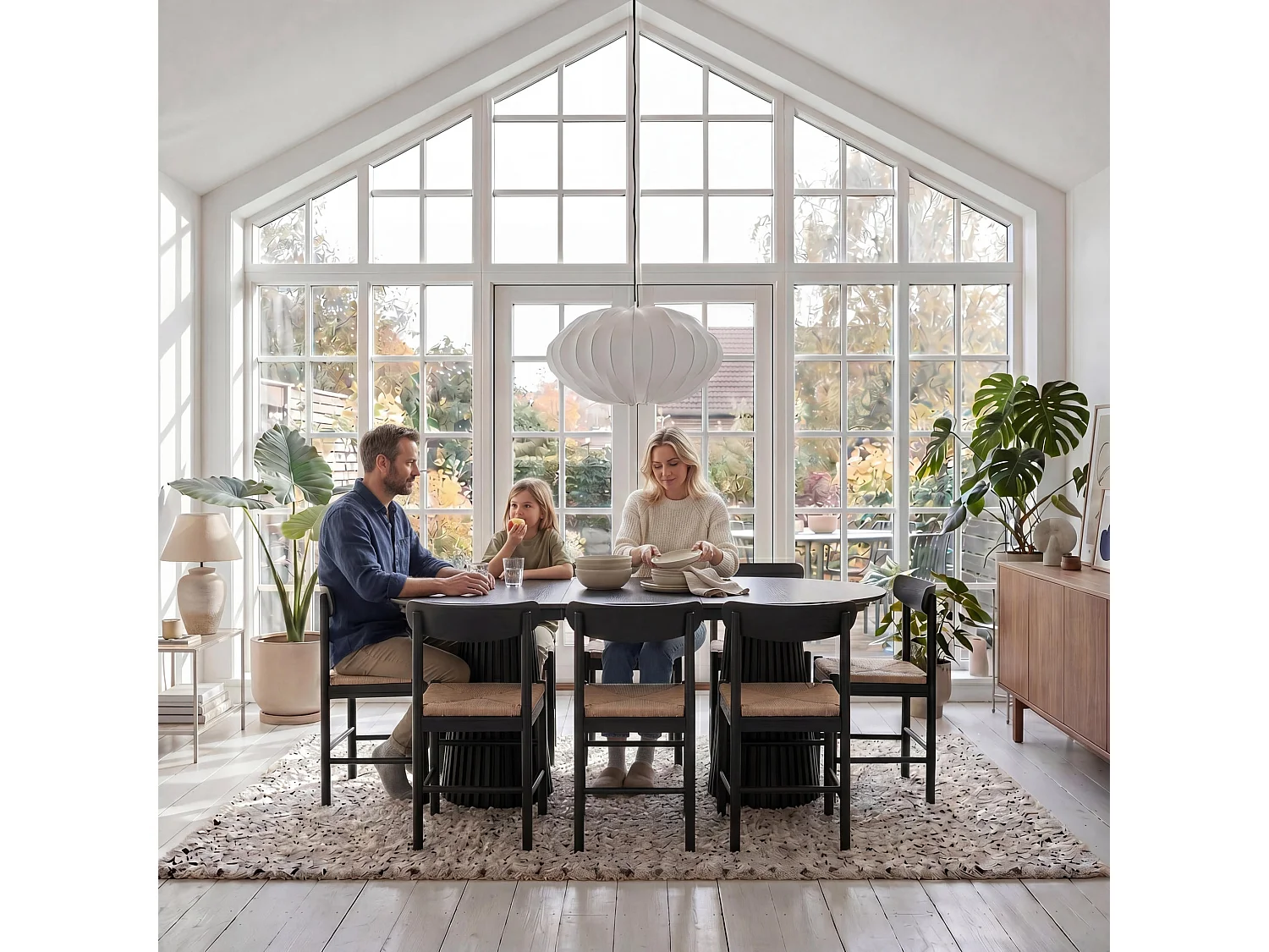Ronde Uitschuifbare eettafel Svendborg - MDF & eiken fineer - Zwart