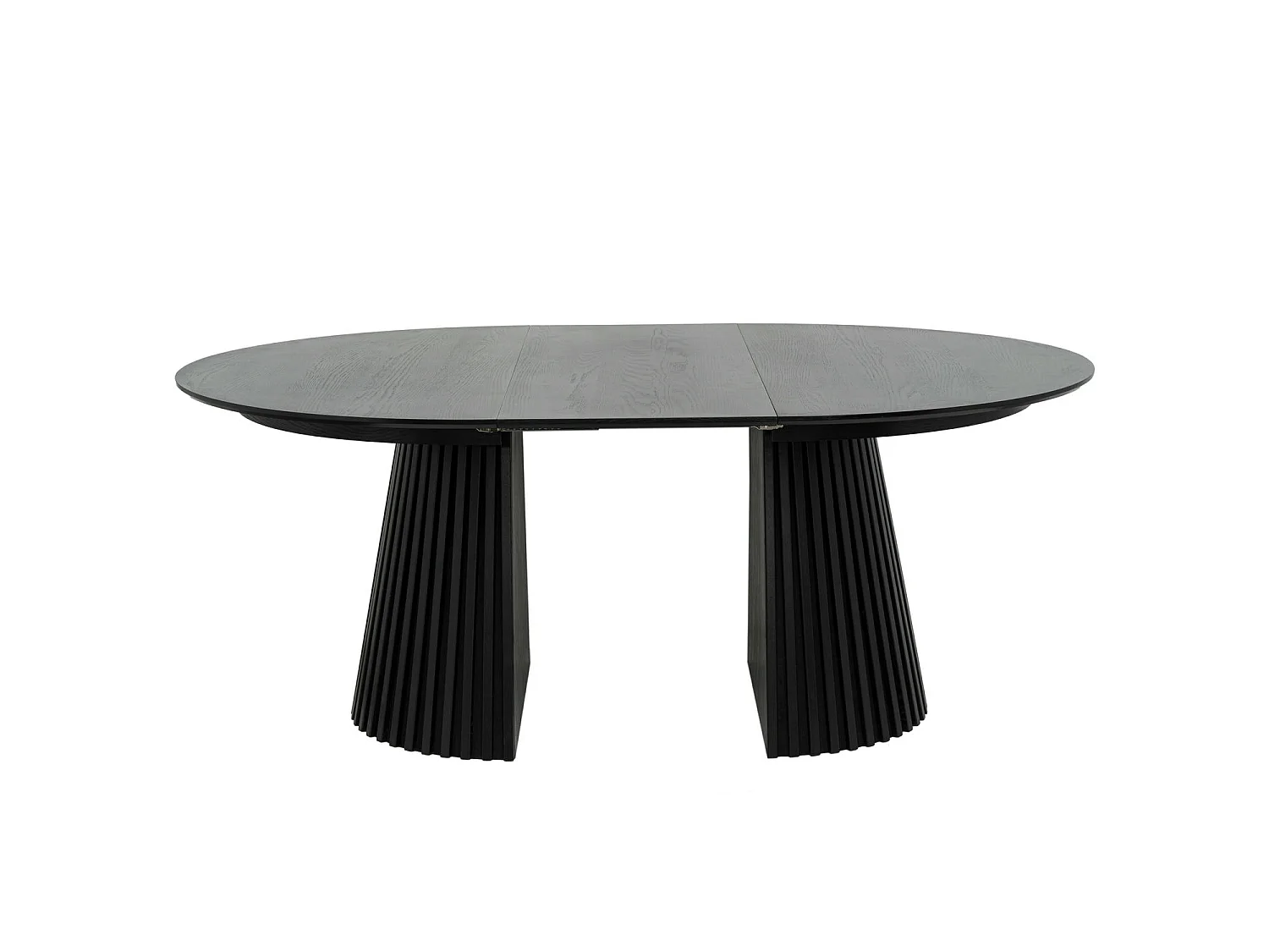 Ronde Uitschuifbare eettafel Svendborg - MDF & eiken fineer - Zwart