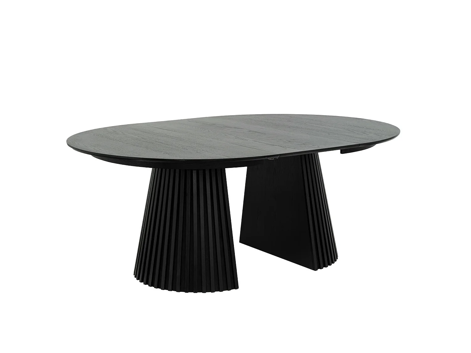 Ronde Uitschuifbare eettafel Svendborg - MDF & eiken fineer - Zwart