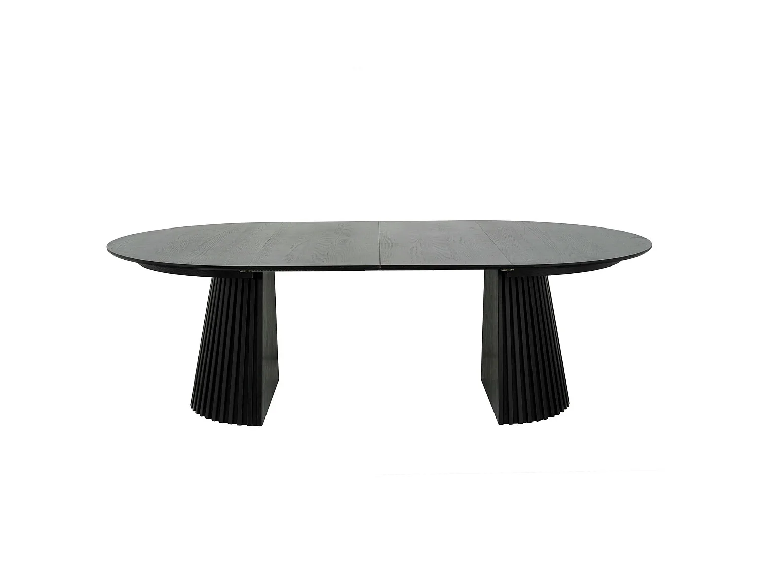 Ronde Uitschuifbare eettafel Svendborg - MDF & eiken fineer - Zwart