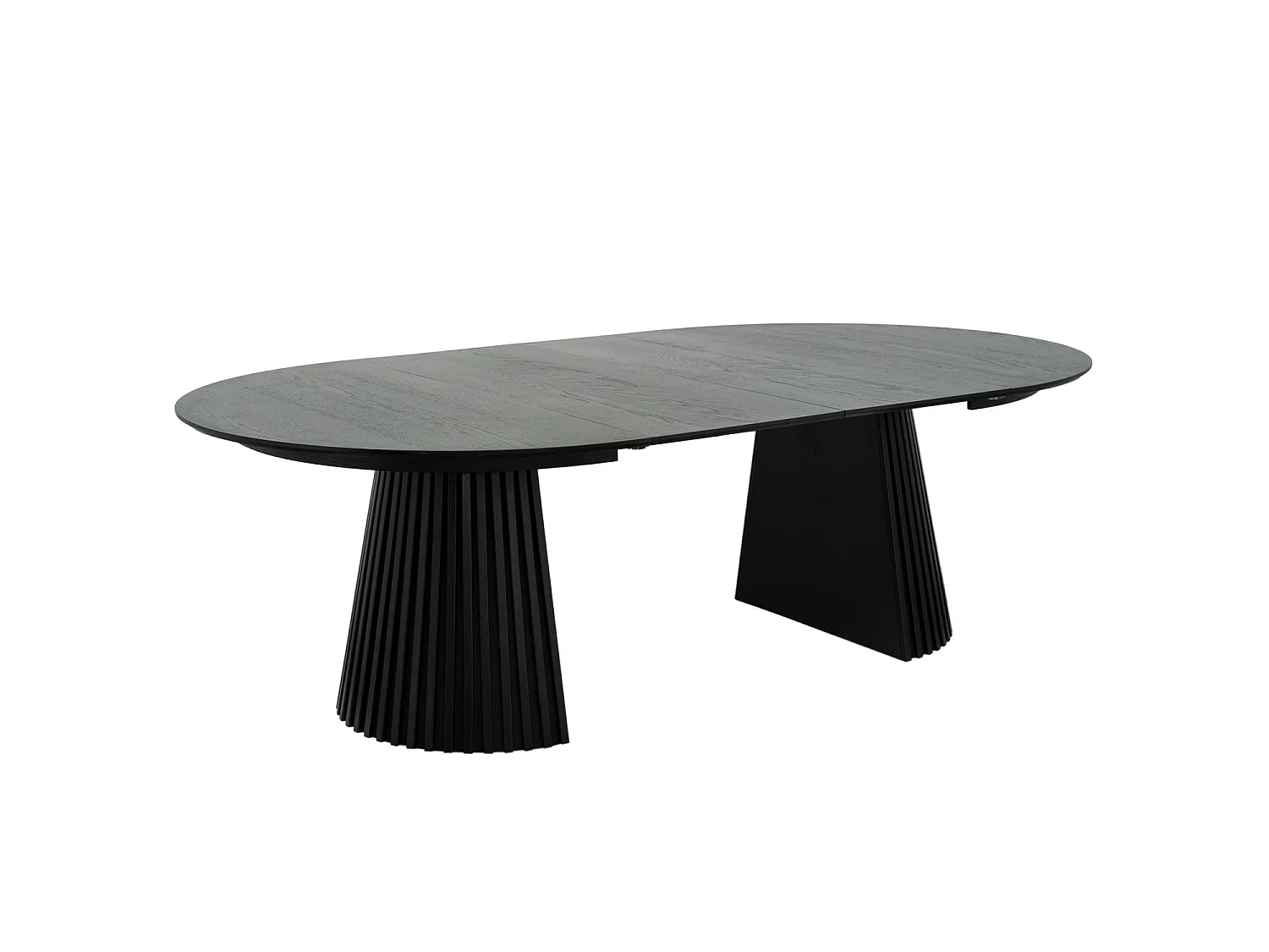 Ronde Uitschuifbare eettafel Svendborg - MDF & eiken fineer - Zwart