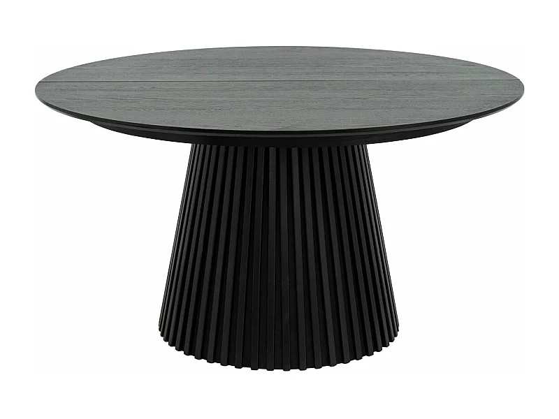 Table à manger extensible Svendborg - Ronde - MDF et placage de chêne - Noir