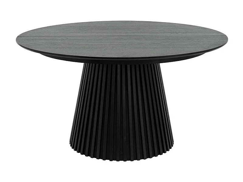 Table à manger extensible Svendborg - Ronde - MDF et placage de chêne - Noir