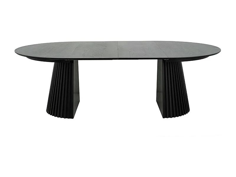 Ronde Uitschuifbare eettafel Svendborg - MDF & eiken fineer - Zwart