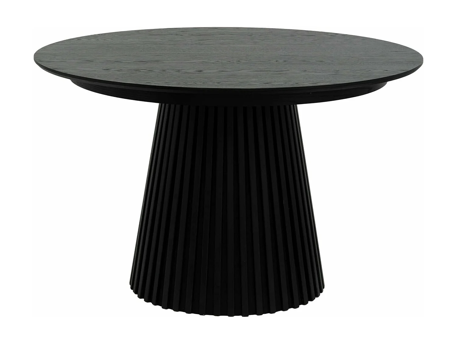 Table à manger extensible Svendborg - Ronde - MDF et placage de chêne - Noir