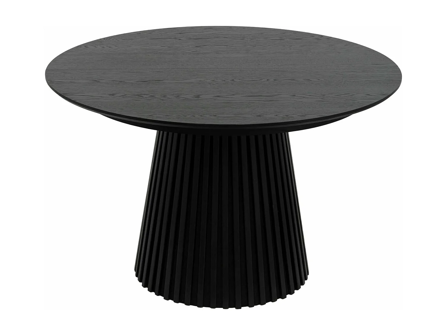 Table à manger extensible Svendborg - Ronde - MDF et placage de chêne - Noir