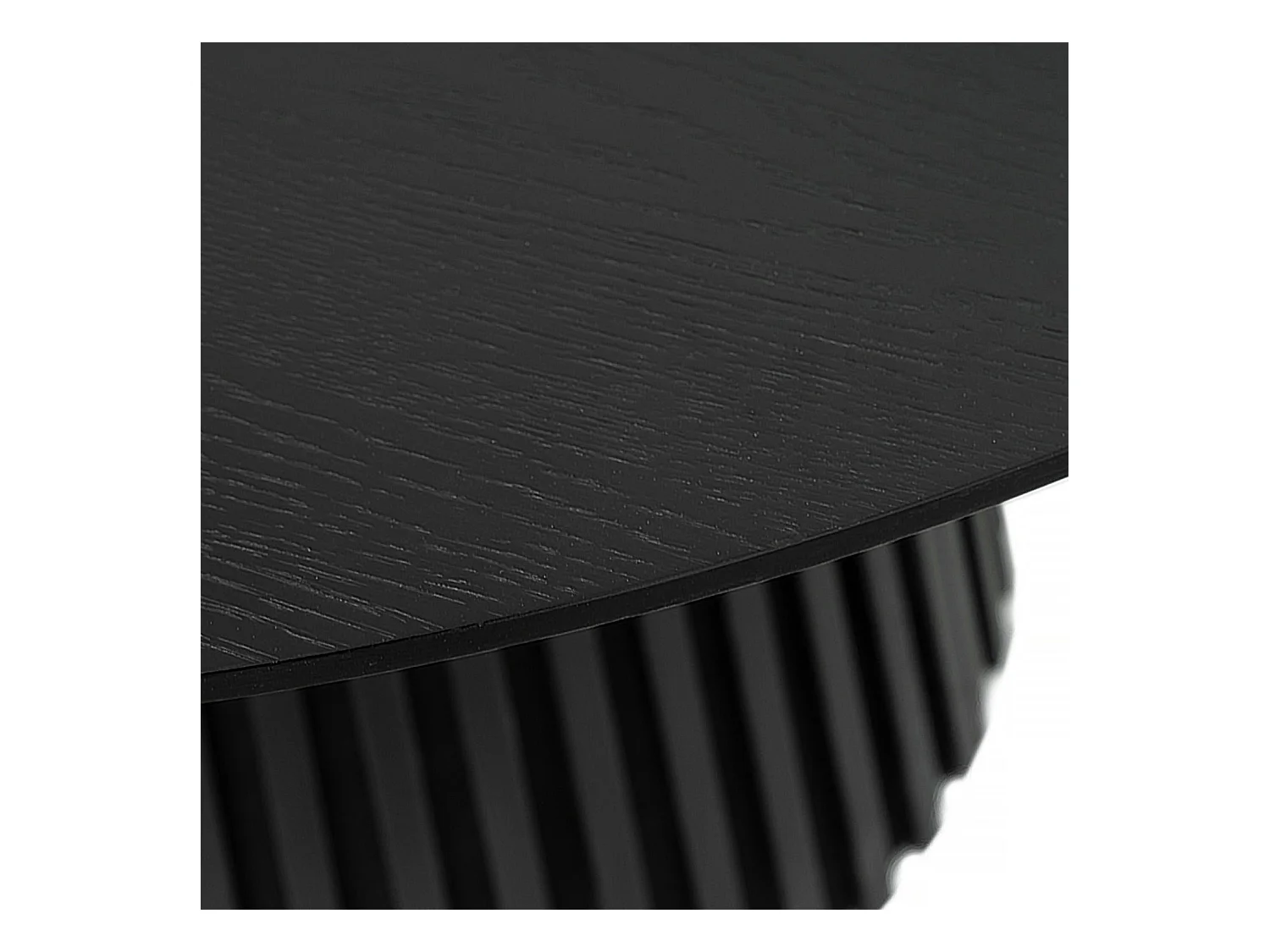 Table à manger extensible Svendborg - Ronde - MDF et placage de chêne - Noir