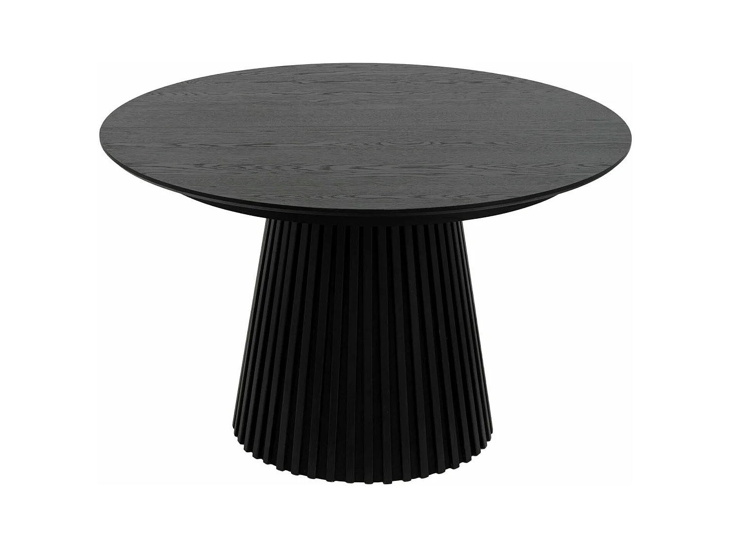 Table à manger extensible Svendborg - Ronde - MDF et placage de chêne - Noir