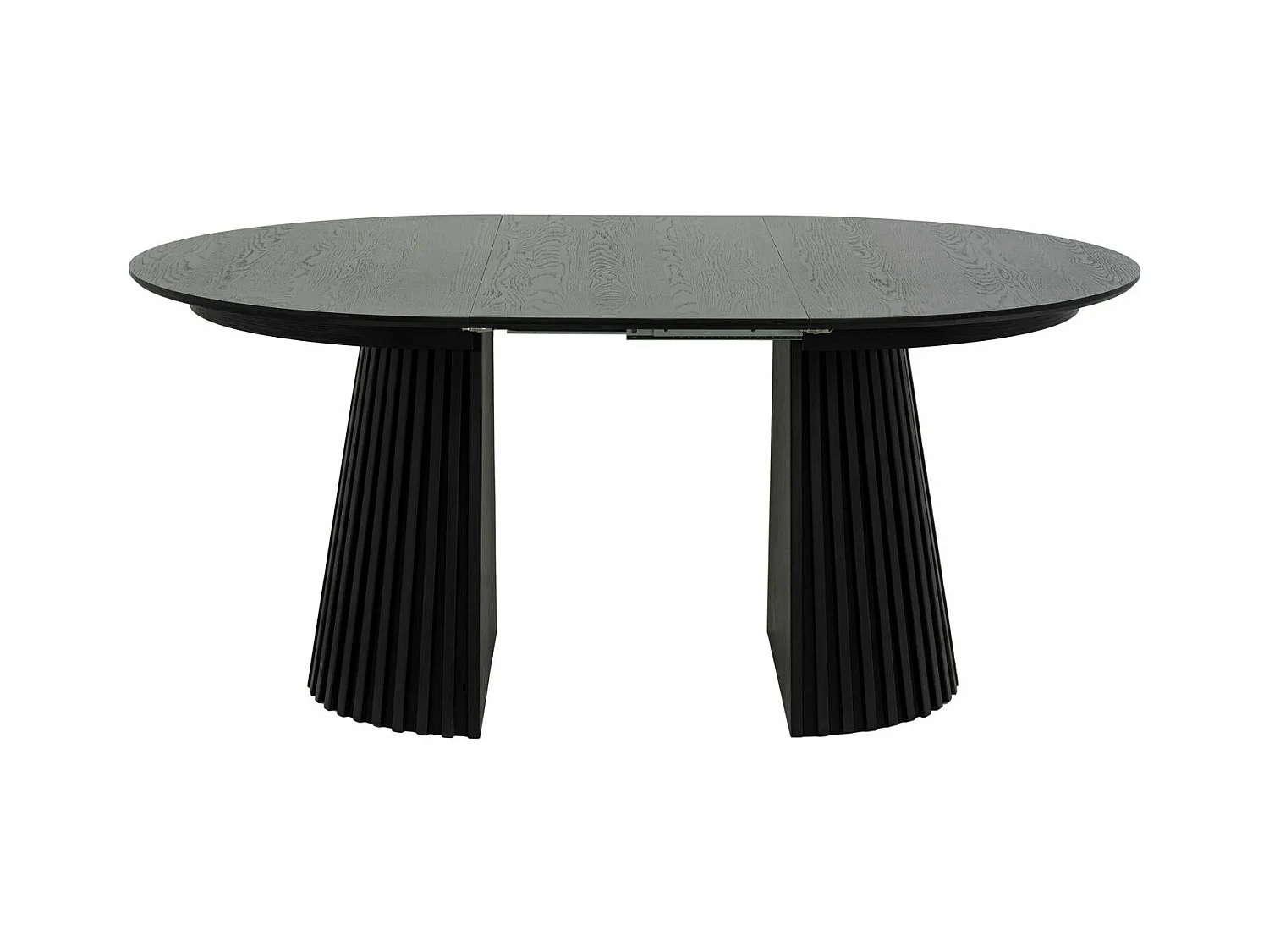 Table à manger extensible Svendborg - Ronde - MDF et placage de chêne - Noir