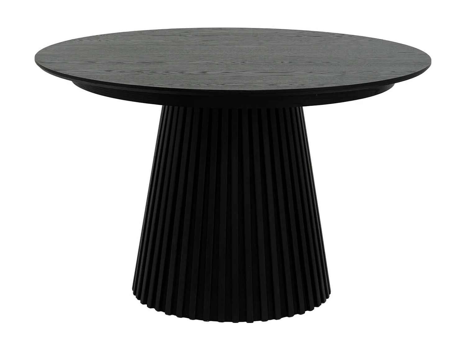Table à manger extensible Svendborg - Ronde - MDF et placage de chêne - Noir