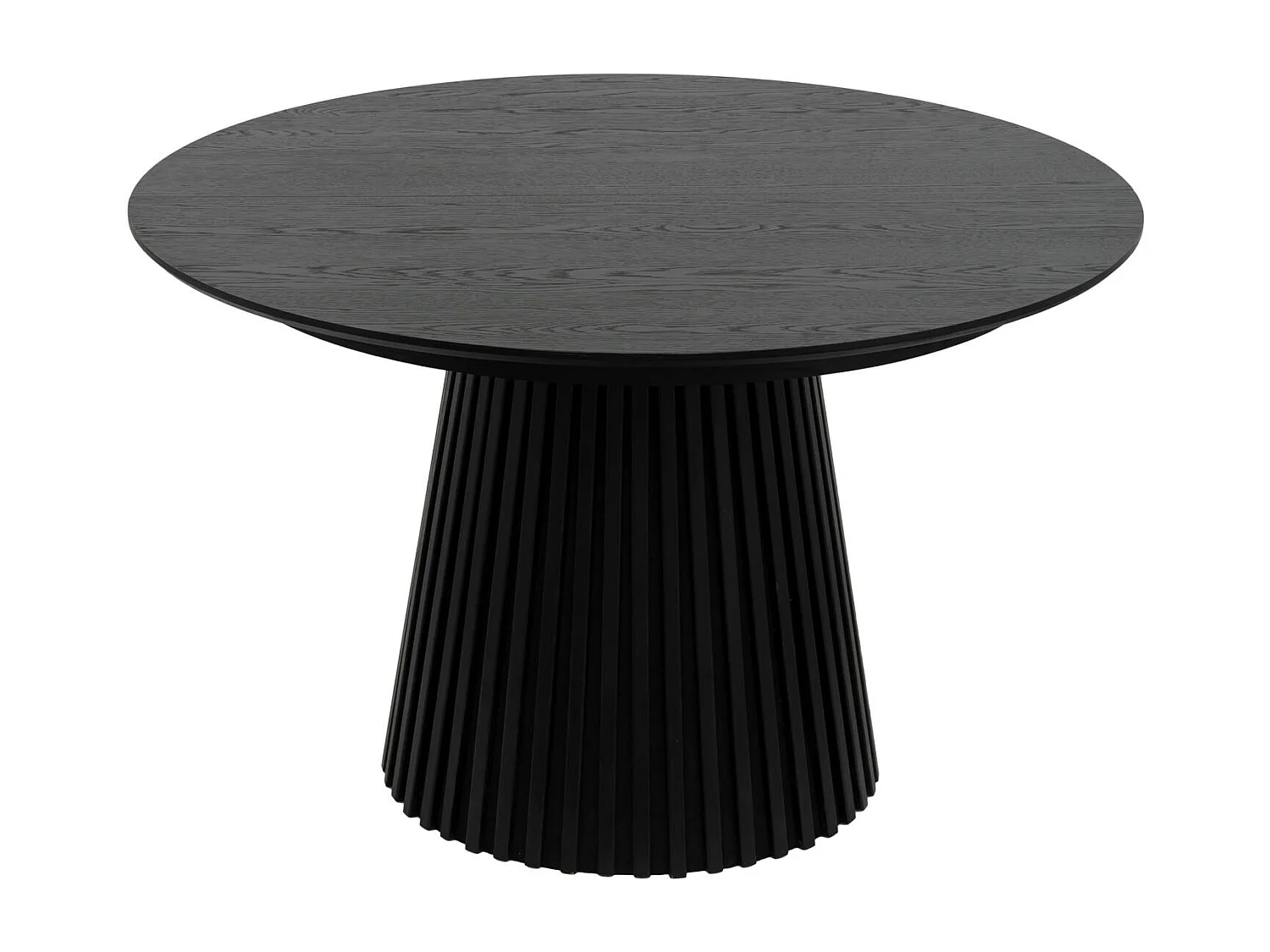 Table à manger extensible Svendborg - Ronde - MDF et placage de chêne - Noir