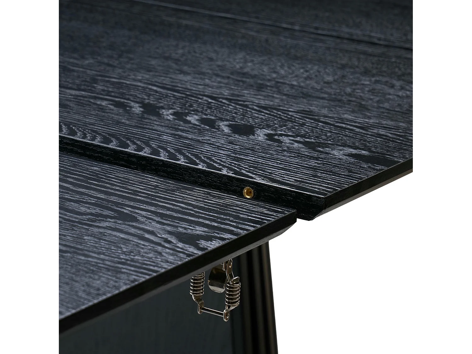 Table à manger extensible Svendborg - Ronde - MDF et placage de chêne - Noir