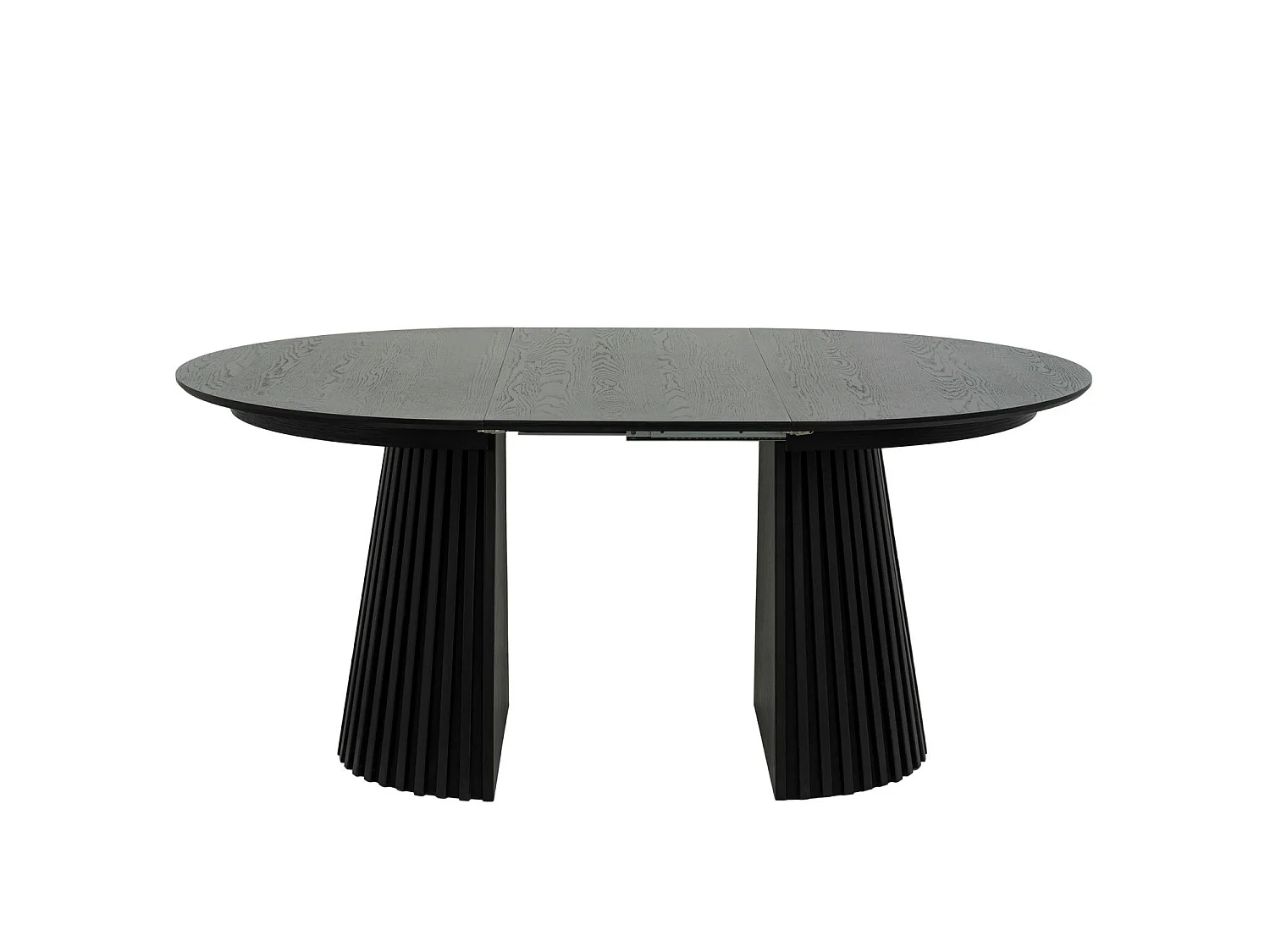 Ronde Uitschuifbare eettafel Svendborg - MDF & eiken fineer - Zwart